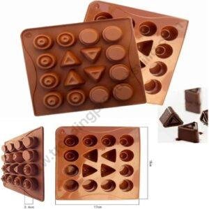 TPV® Silicon 16 Cavity Geometric Shapes Circular Triangles Chocolate Mould Muffin Cupcake Mould