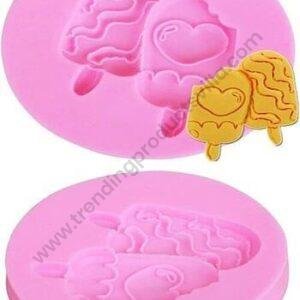 TPV® Silicon 2 Cavity Ice Cream Desing Silicone Fondant Mould Marzipan Mould