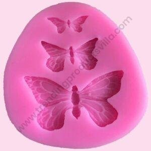 TPV® Silicon 3 Cavity Flower Butterfly Strawberry Silicone Fondant Mould Marzipan Mould