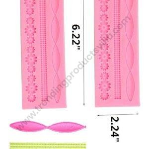TPV® Silicon 3 Cavity Flower Rope Bubbles Lace Border Silicone Fondant Mould Marzipan Mould