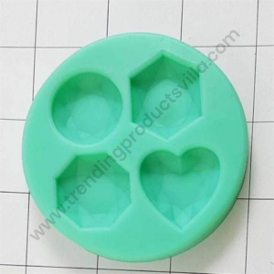 TPV® Silicon 4 Cavity Gems Design Fondant Clay Marzipan TPV®ation Mould