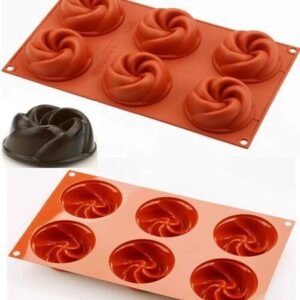 TPV® Silicon 6 Cavity Round Frill Bunt Shape Mould Muffin Cupcake Mould