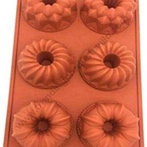 TPV® Silicon 6 Cavity Round And Flower Donut Mould  Shape Muffin Cupcake Mould