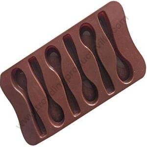 TPV® Silicon 6 Cavity Spoon Design Brown Chocolate Mould, Ice Mould, Chocolate Decorating Mould