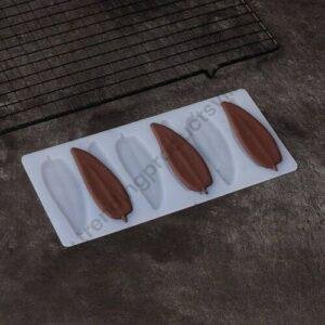 TPV® Silicon 6 In 1 Long Narrow Leaf Shape Chocolate Garnishing Mould Cake Insert Decoration Mould