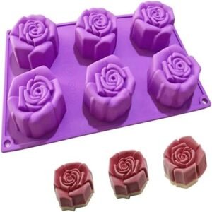 TPV® Silicon Small 6 Rose Soap Mould /Cake Muffin Mould Size : 5.5 X 5.5 X 3.2 Cm