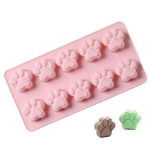 TPV® Silicone 10 Paw Print Chocolate Cookie Mould Jelly Ice Cube Cat Dog