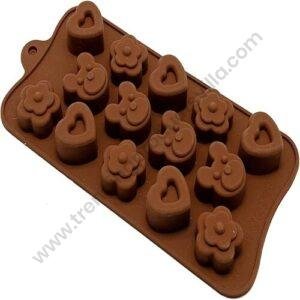 TPV® Silicone 14 Cavity Teddy Heart Flower Chocolate Mould, Bakeware All Purpose Mould