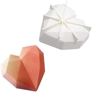 TPV® Silicone 3D Diamond Heart Cake Mould Mousse Pinata Silicon Moulds -Multicolor (Pack Of 1)