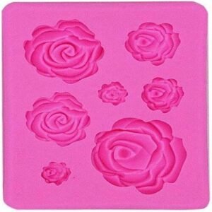 TPV® Silicone 7 Cavity Rose Shape Sugerpaste Cake Mould Fondant Molds Silicone Baking Molds Pak Of 1
