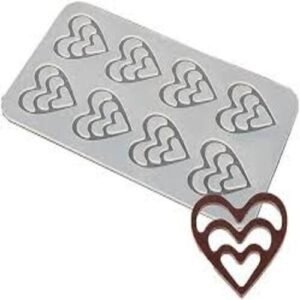 TPV® Silicone Garnishing Chocolate Triple Heart Shape Mould 8 Cavity Mold Baking Cake Decoration Tool