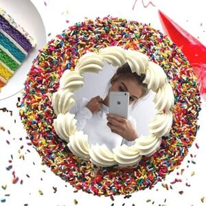 TPV® - Silver Round Selfie Mirror For Cake - 8 Inch