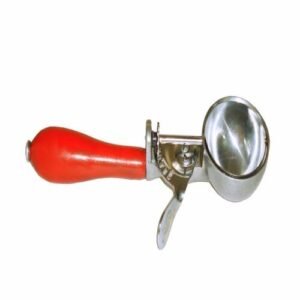TPV® Small Size Aluminium Ice Cream Scoop Scooper Cutter With Red Wooden Handle