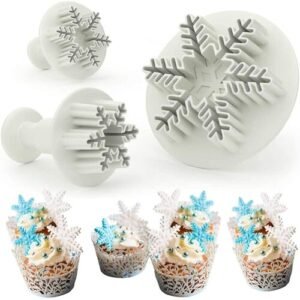 TPV® Snowflake Cookie Cutter Set - Cake Decorating Mold Fondant Plunger Tool, Christmas Cutters Stamp Shaped As Snowflakes, Holiday Cookie Molds Stamps, Frozen Cake Candy & Cupcake (3 Pcs Set)