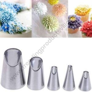 TPV® Stainless Steel 5Pcs Set Dahallia Flower Nozzle For Icing, Tips Piping Nozzle For Cake Decorating Tools