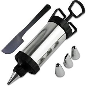 TPV® Stainless Steel Cake Decorating Icing Gun, Pastry Cake Cream Piping Nozzle, Milker (1-Pc)