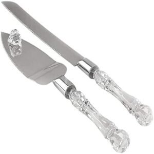 TPV® Stainless Steel Cake Knife And Cake Server Set With Acrylic Handle Slicer Cutter Pizza Shovel Knife Pie Server Hand Tool With Cutting Knife Decorating Tools Set Of 2