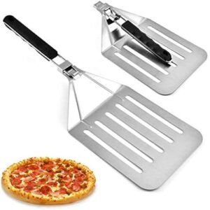 TPV® Stainless Steel Cake, Pizza Peel Paddle Lifter With Curved Handle Transfer Tray Suitable For Kitchen, Bakery