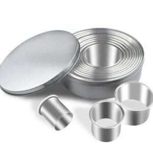 TPV® Stainless Steel Plain Edge Round Cookie Biscuit Cutters In Graduated Sizes (12 Pc Set) With Storage Box