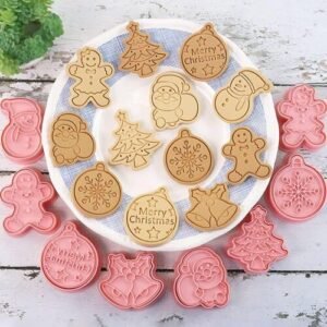 TPV® Stainless Steel Christmas Cookie Cutter 8Pc Cookie Cutter Santa Christmas Tree Gingersbread Man House Reindeer Cookie Cutter  (Pack Of 8)