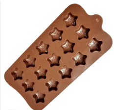 TPV® Star Shaped Chocolate Mold Silicon Mold, Candy Mold, Small Candy Molds, Hard Candy Mold, Baking Mold, Diy Star Shaped Cake Decoration (1 Piece, Brown)