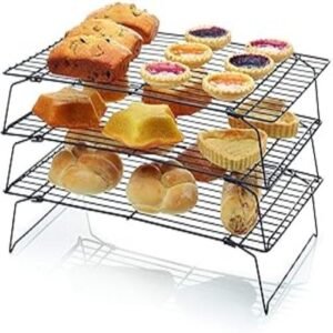 TPV® Three -Tier Stackable Non-Stick Cake Cooling Rack, 21 X 40 Cm (8" X 16") Black