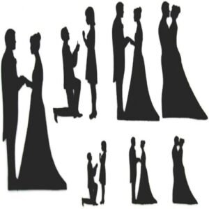 TPV® Wedding Couple For Valentine'S Silhouette Stencil Cake Decorating Cutting Tool (7 Piece/Set) Couple Silhouette For Decorating Cakes