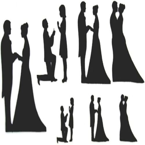 TPV® Wedding Couple For Valentine'S Silhouette Stencil Cake Decorating Cutting Tool (7 Piece/Set) Couple Silhouette For Decorating Cakes