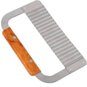 TPV® Wooden Handle Corrugated Ripple Wave Knife French Fries Knife Pastry Handmade Soap Cutting Device Potato Cutter Cake Tool