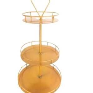 TPV® Chandelier Cake Stand Metal Cake Display Stand Golden 3 Tier ( Foldable )