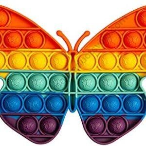 TPV® Pop It Fidget Toy, Stress Relief And Anti-Anxiety Sensory Bubble (Butterfly-Rainbow)