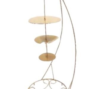 TPV® Chandelier Cake Stand Metal Cake Display Stand Golden 3 Tier ( Foldable )