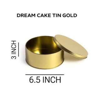 TPV® Gold Metallic Round Dream Cake Tin 6.5 x 3 Inch Stainless steel | Plum Cake Tin | Gift Box For Special Occasion with Lid 6.5 x 3 Inch Pack of 1