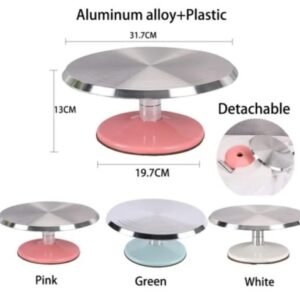 TPV® Smooth Rotating Turntable For Cake And Cupcakes Decoration (1 Pcs) Decorating Metal Stand, Round 12 inch