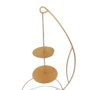 TPV® Chandelier Cake Stand Metal Cake Display Stand Golden 2 Tier ( Foldable )