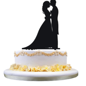 TPV® Bride And Groom Cake Topper, Silhouette Of Groom Kissing Bride, Perfect Engagement Anniversary