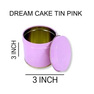 TPV® Pink Metallic Round Dream Cake Tin 3 x 3 Inch Stainless steel | Plum Cake Tin | Gift Box For Special Occasion with Lid 3 x 3 Inch Pack of 1