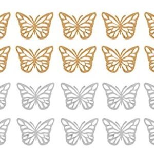 TPV® 20Pcs Silver  &  Golden Butterfly Paper Topper For Cake And Cupcake Decoration