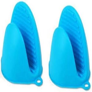 TPV® Et Of 2 Mini Oven Gloves Silicone Heat Resistant Cooking Pinch Mitts Potholder For Kitchen Cooking  &  Baking (Blue)