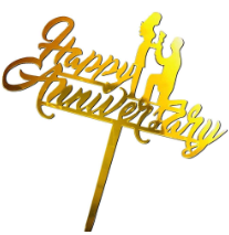 TPV® Happy Anniversary Cake Topper Couple Golden