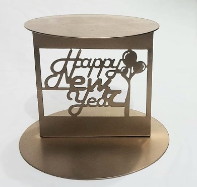 TPV® Metal Gold Happy New Year Cake Stands Cake Server ! Spacer ! Cake Decor ! Cake Seperetor ! Cake Tier Pack Of 1