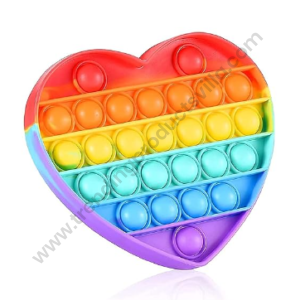 TPV® Pop It Fidget Toy, Stress Relief And Anti-Anxiety Sensory Bubble (Heart-Rainbow)