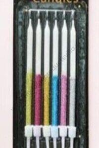 TPV® Glitter candle birthday anniversary cake dacoration Candle (multicolors,Pack of 6) 