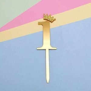 TPV® Number 1 Cake Topper/Happy Birthday Cake Topper/ 1St Birthday/Gold Cake Topper/Crown/Cutout Cake Topper/Number Cake Topper- Multi Color