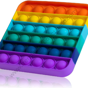 TPV® Pop It Fidget Toy, Stress Relief And Anti-Anxiety Sensory Bubble (Square-Rainbow)