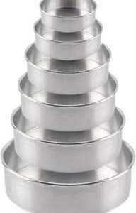 TPV® Aluminium Baking Round Cake Pan/Mould - 5, 6, 7, 8, 9  &  10 Inches (Set Of 6 Pieces)