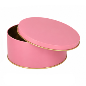 TPV® Pink Metallic Round Dream Cake Tin 5.5 x 3 Inch Stainless steel | Plum Cake Tin | Gift Box For Special Occasion with Lid 5.5 x 3 Inch Pack of 1