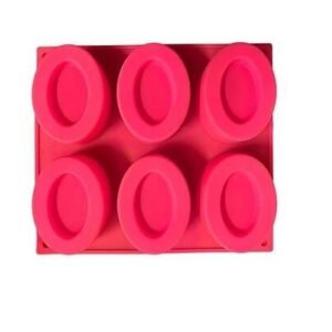 TPV® 6 Slots/Cavity Pears Soap Mould, Oval Shaped with Grid Design Silicone Mould