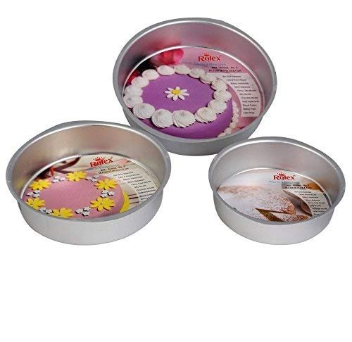 TPV® Aluminium Silver Round Cake Mould- 3 Pcs set (250, 500, 1000) Gms