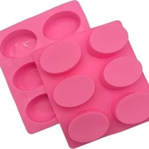 TPV® Silicone Soap Mold | Pink 6 Cavity Oval Shape Soap Moulds for Soap Making | Soap Making Kit | Soap Base Mould